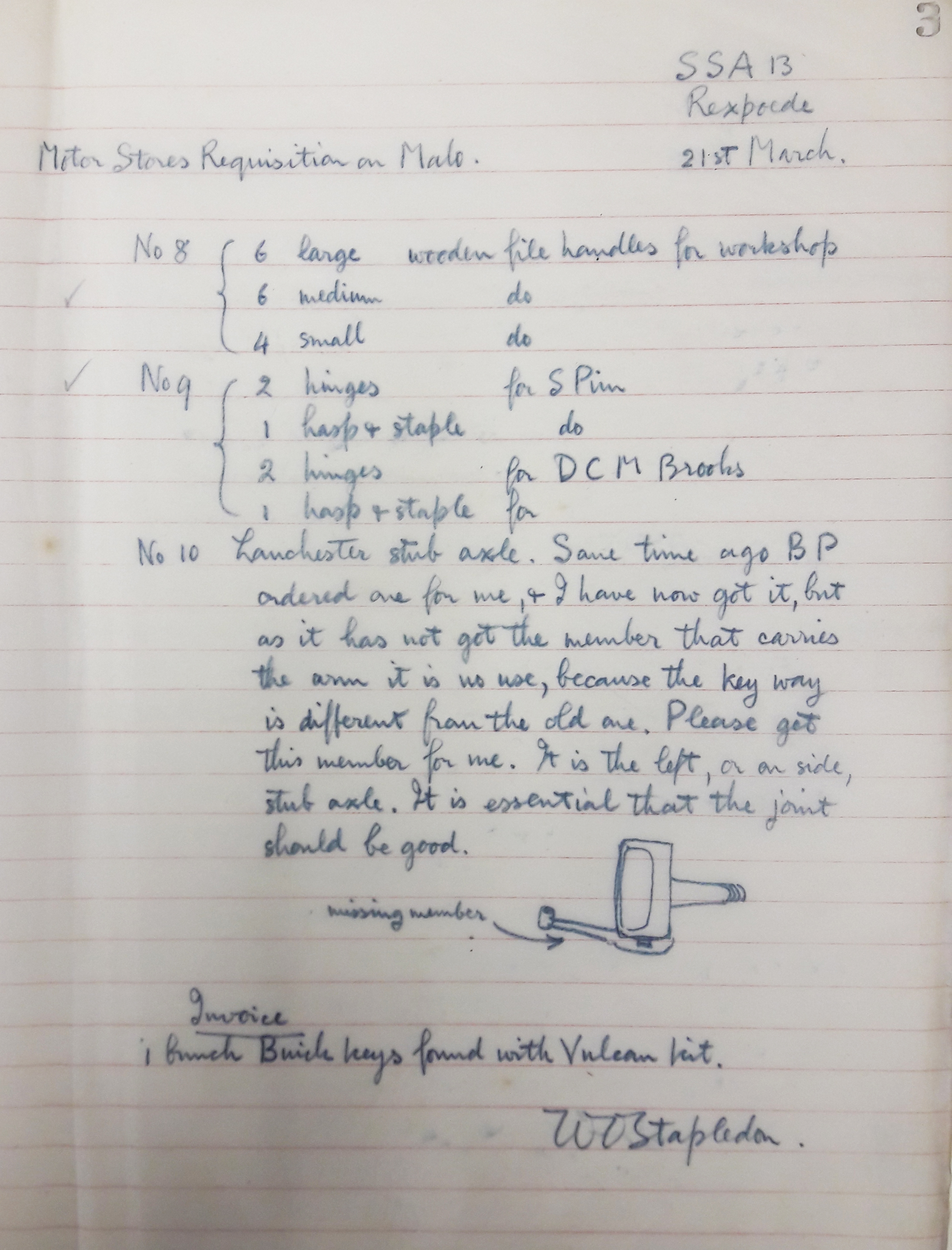 Requisitions book, Motor Store Records (TEMP MSS 881)