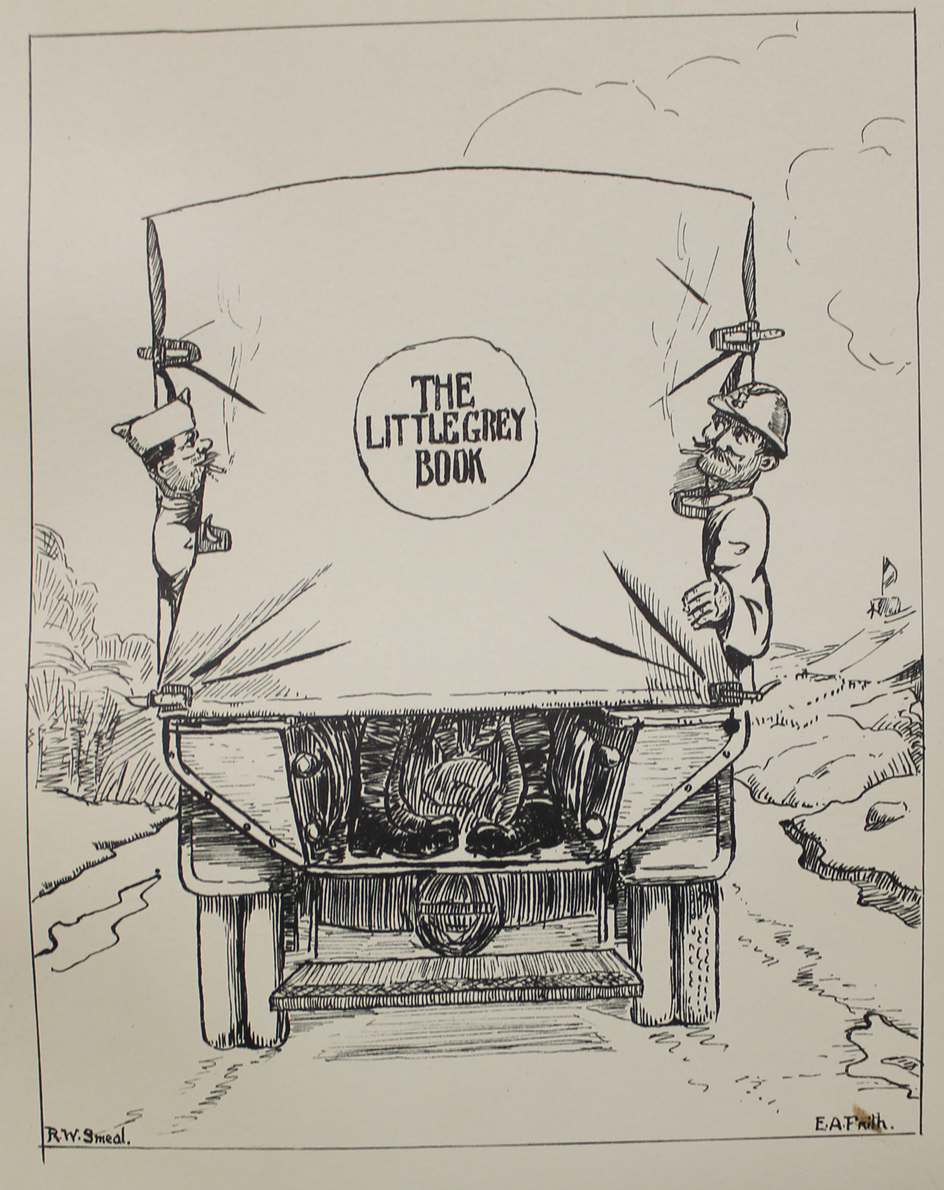 Illustration inside cover of The little grey book (being a souvenir volume of the S.S.A. 13)