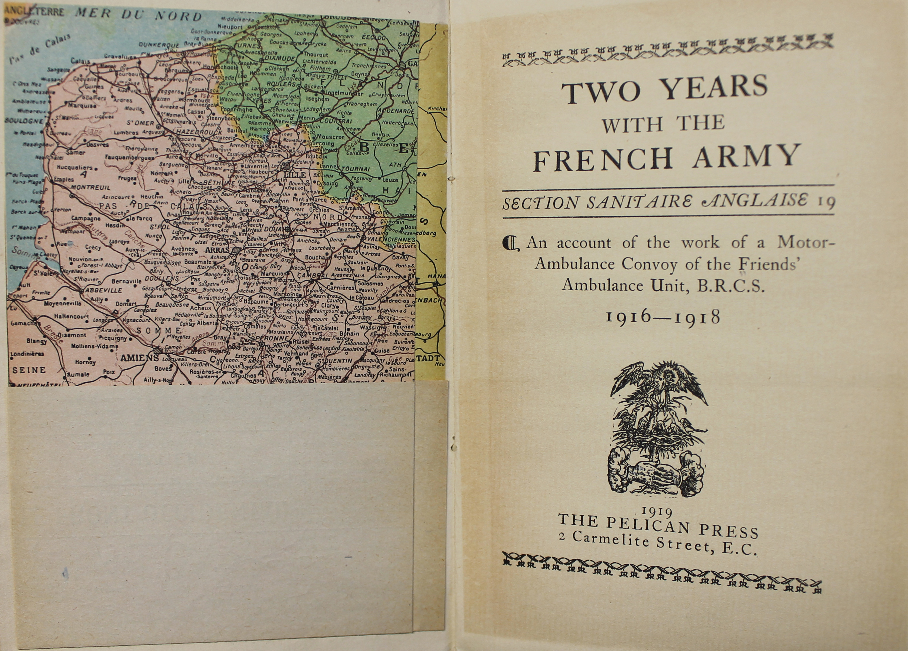 Inside title page of Two years with the French Army : Section Sanitaire Anglaise 19 