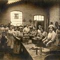 Press photograph of engineering workshop during WW1